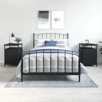 Produktbild von VidaXL 825864, Schwarz, Eisen, Holz, 400 mm, 420 mm, 600 mm, 2 Stück(e)