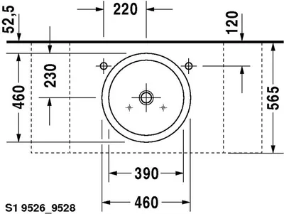 Produktbild von Duravit Duravit Aufsatzbecken STARCK 1 o ÜL HLB d= 460mm geschl o HL we WG