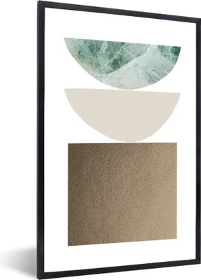 Produktbild von MuchoWow® Gerahmtes Poster Geometrische Formen - Minimalismus - Pastell 20x30 cm - Poster mit Schwarzem Bilderrahmen Wandposter Rahmen Foto Bilder - Drucken - Bilder Poster im Rahmen