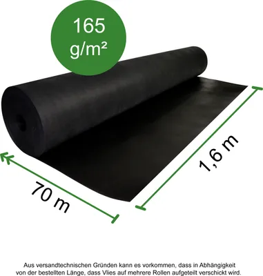 Produktbild von Unkrautvlies 1.6 x 70m 150g/m² LABT Gartenvlies Mulchvlies Schutzvlies Bodengewebe Beetvlies 112m²