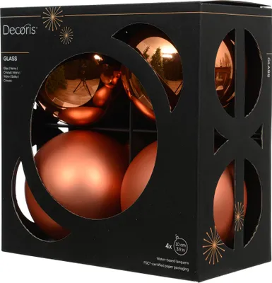Produktbild von Weihnachtskugeln Glas 10cm 4 Stück - Warmorange
