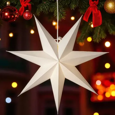 Produktbild von Papier-Weihnachtsstern weiß 45x45 cm - Schöne Weihnachtsdeko