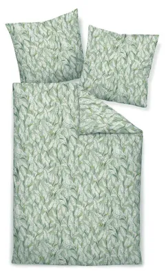 Mako-Satin Bettwäsche Rauchgrün, 135x200 cm + 80x80 cm