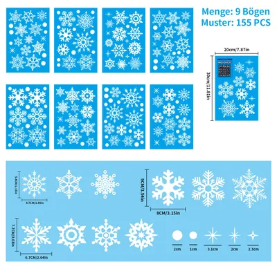 Produktbild von Fensterbilder Weihnachten Selbstklebend Groß,Fensterdeko Weihnachten Weiß,Schneeflocken Fensteraufkleber Weihnachten Deko Aufkleber,Wiederverwendbar Weihnachtsdeko Fenster Dekoration