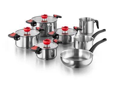 Produktbild von KOPF Topfset Nelo (11-teilig, Edelstahl, Induktion, mit intelligenter Abgießhilfe)