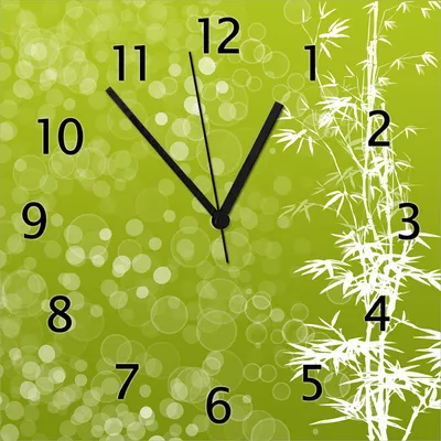 Produktbild von Wallario Design Wanduhr Bambusmuster grün-weiß aus Echtglas, Größe 30 x 30 cm