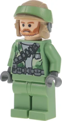 Produktbild von 1x Lego Minifigur Star Wars Endor Rebel Commando sand grün Helm Bart 8038 sw0240