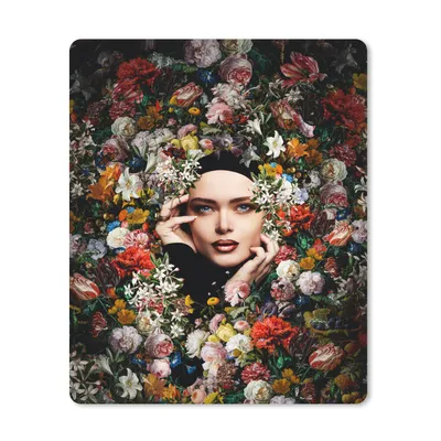 Produktbild von MuchoWow® Mauspad Mousepad Blume - Frauen - Porträt - Botanisch 19x23 cm - Mousepads - Maus Mat - Pad - Mausunterlage - Mauspads - Spielen