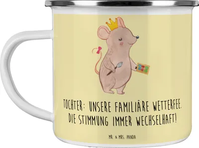 Produktbild von Mr. & Mrs. Panda Emaille Becher Tochter Wetterfee - Gelb Pastell - Geschenk, Jubiläen, Teenager, Reisebecher, Liebe, persönliche Erinnerungen, Familie, Pott, Freude