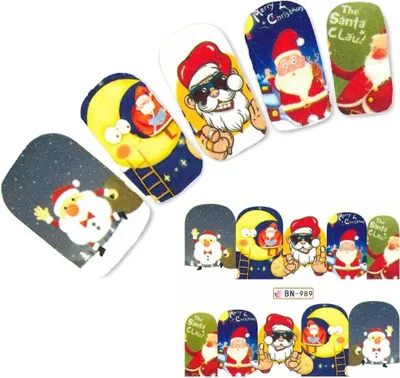 Produktbild von Tattoo Nail Art Nikolaus Weihnachten Santa Aufkleber Nagel Sticker