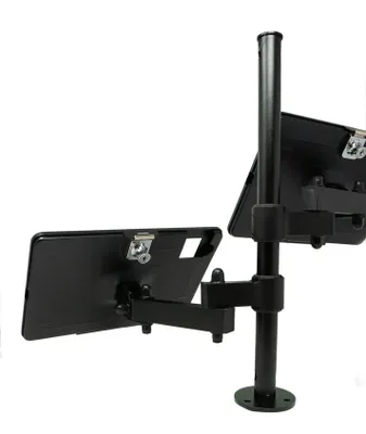 Produktbild von SYSTEM-S Doppel Tischhalterung 360° Ständer abschließbar für iPad 10, Pro 11", Air (2018 2020 2021 2022 2024)
