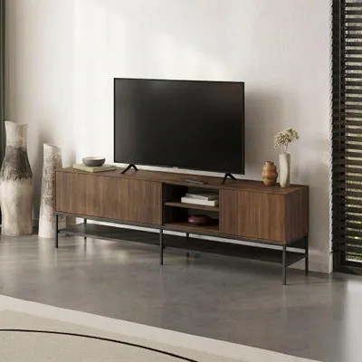 Image de Skye Decor, support TV de haute qualité, finition noyer Milano, 180 cm, 100% mélaminé | 12345