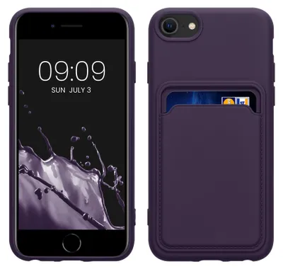 Produktbild von kwmobile Handyhülle für Apple iPhone SE (2022) / SE (2020) / 8 / 7 Hülle mit Kartenfach - TPU Case - Kabelloses Laden - Schutzhülle Cover in Baltik