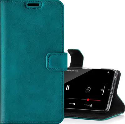 Produktbild von SURAZO Handyhülle für Samsung S21 Ultra Premium Echt leder Hülle mit [Standfunktion, Kartenfach, RFID] (Türkis)