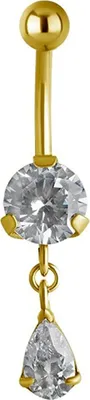 Produktbild von Karisma Bauchnabelpiercing Edelstahl 316 L Anhänger Tröpchen Teardrop Zirkonia - Weiss - Silber