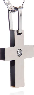 Produktbild von Edelstahl Kettenanhänger Kreuz - CZ Stein Mattiert - Uni mit EdelstahKette SLP-0113 - 50.0 Zentimeter