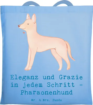 Produktbild von Mr. & Mrs. Panda Shopping Tasche Eleganter Pharaonenhund - Sky Blue - Geschenk, Laptoptasche, Hunderasse, Hunderassen Charakter, Schultasche, Jutebeutel, majestätisch