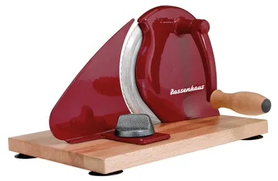 Manuelle Brotschneidemaschine, rot, Schnittstärke 1–18 mm, Buchenholz