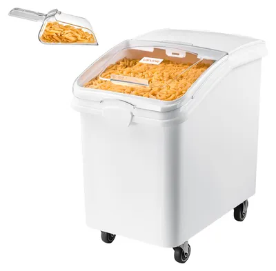 Produktbild von VEVOR Reisbehälter 120 L PP Vorratsbehälter mit Sichtfenster und 4 Rollen, für Getreide, Reis (90 kg), Müsli und Mehl (66 kg), mit Schiebedeckel, Großer Entnahmeöffnung, Schaufel, Tierfutterbehälter
