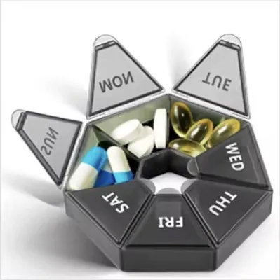 Produktbild von CHPN - Pillendose - Pillenbox - Pillenschale - Pillendose - 7 Tage - Mit 7 Fächern - Schwarz - 1 Stück