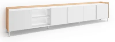 Produktbild von TV-Möbel Holzeffekt weiß und eiche 309x35x61cm mit Beinen