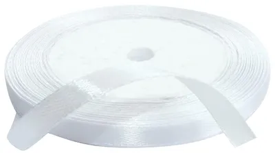Satijnen Lint 6 mm x 22 m, Weiß, glänzend