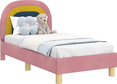 Produktbild von vidaXL Kinderbettgestell mit Kopfteil Rosa 70 x 140 cm Samt