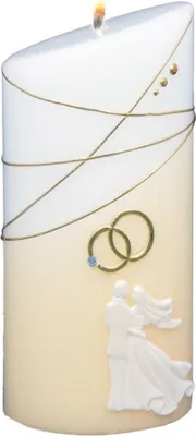 Produktbild von Hochzeitskerze Ellipse "Brautpaar" 180 x Ø 90 mm mit Namensverzierung
