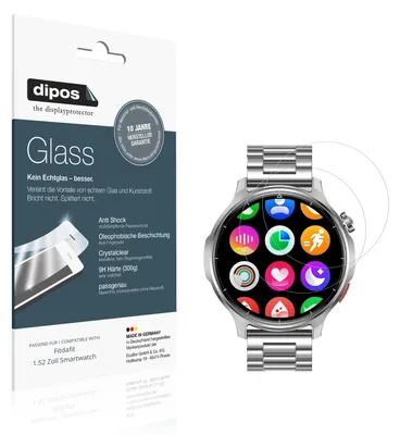 Image de 2x Protection ecrán pour Fitdafit 1.52 Zoll Smartwatch Verre souple Film Protecteur 9H dipos