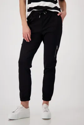 Produktbild von Schwarze elastische Jogger Hose Größe 36 mit Bindeband und Reißverschlusstasche