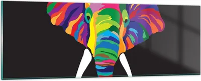 Produktbild von Bilder auf glas - Elefant spaß bunt tier - 90x30cm - Glasbilder - Wandbilder - Kunstdruck - zum Aufhängen bereit - Wanddekoration aus Glas - Glas Bilder - Wandbild auf Glas - Einteilig - GAB90x30-2928