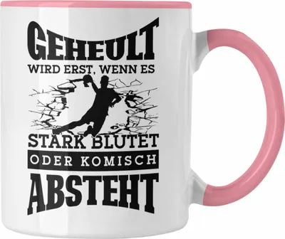 Produktbild von Trendation - Lustige Tasse Handball-Spieler als Geschenkidee Spruch Geschenk Handballspieler Trainer Coach (Rosa)