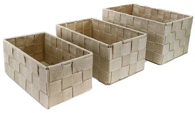 Produktbild von 3er-Set geflochtene Aufbewahrungsboxen für Badezimmer Textil-Körbe