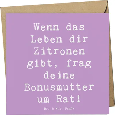 Produktbild von Mr. & Mrs. Panda Grußkarte Spruch Rat bei Bonusmutter - Lavendeltraum - Geschenk, faltkarte, anlasskarte, Dankeschön, Stiefmutter, Glückwunschkarte, Familienleben, Liebe
