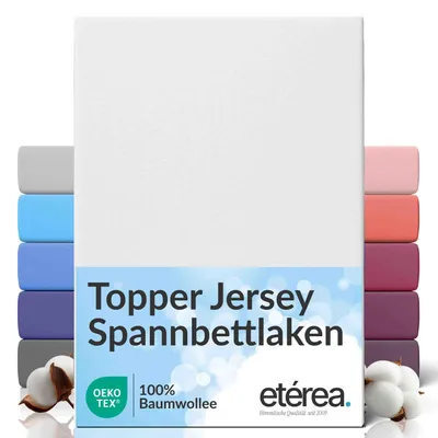 Obrázok produktu pre Náťahové prestieradlo éterea Topper z džerseja 140 x 200 – 160 x 200 cm – 100 % bavlna, zachováva tvar a je nenáročné na údržbu – biele