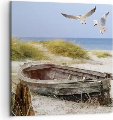Produktbild von Bild auf Leinwand - Leinwandbild - Einteilig - Strand Möwen £ódŸ - 50x50cm - Wand Bild - Wanddeko - Wandbilder - Leinwanddruck - Bilder - Wanddekoration - Leinwand bilder - Wandbild - AC50x50-4170
