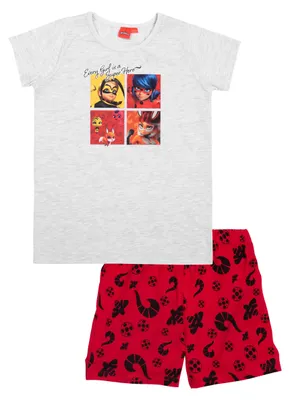 Immagine prodotto di Pigiama Miraculous Ladybug - pigiama in cotone con camicia a maniche corte e pantaloncini 134/140