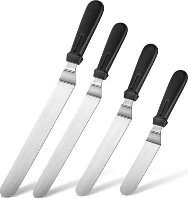 Produktbild von Winkelpalette Torte Set, 4 Stück Edelstahl Streichpaletten Verdicktes Tortenspachtel Glasurspatel für Einstreichen Tortendeko Backen