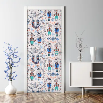 Produktbild von Dekorative Abnehmbarer Wandsticker Tapete Türtapete selbstklebend Blumen und Federn 70 x 200 cm