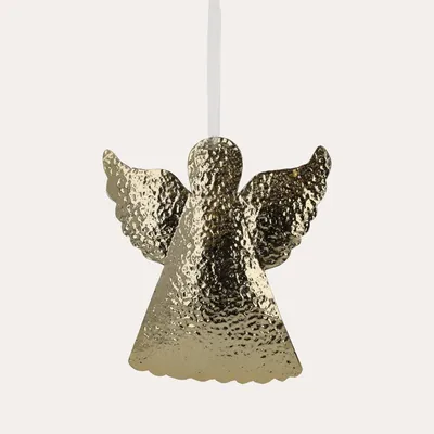 Image de KEYHOMESTORE | Ange de Noël en métal doré, hauteur 30 cm