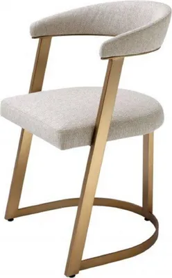 Produktbild von Casa Padrino Designer Stuhl mit Armlehnen Naturfarben / Messingfarben 53,5 x 49 x H. 78 cm - Esszimmerstuhl - Bürostuhl - Designermöbel