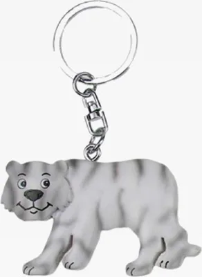 Produktbild von Schlüsselanhänger aus Holz - Weißer Tiger