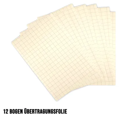 Produktbild von 12 Bogen Übertragungsfolie für Vinylfolien mit Karo-Abdeckpapier von POLI-TAPE in 20 x 30cm