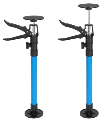 Immagine prodotto di Eikuavons, set di 2 supporti telescopici per montaggio, regolabili in altezza da 50 a 115 cm, con piedini antiscivolo, capacità di carico di 30 kg ciascuno, barra di supporto blu per soffitti, cartongesso e lavori di montaggio