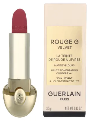 Produktbild von Guerlain Rouge G Velvet, Rose, The Pivoine Roses, 1 Farben, Färbung, Glättend, Weichmachend, Aufpolsterung, Samt, Creme