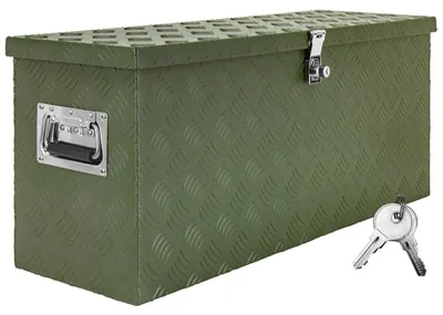 Image de Boîte à Timon Vert Boîte à outils Caisse de camion Boîte en Aluminium Box de remorque avec couvercle Verrouillable Boîte de Transport Rangement D055 trucky