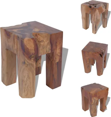 Image de vidaXL Tabouret en teck massif - Chaises pliantes & tabourets