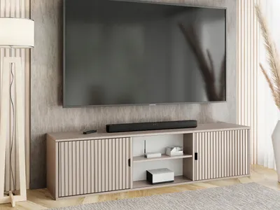 Produktbild von KierMoebel Tv Schrank ELI 3, Modern Lowboard Kaschmir Geriffelt  156,4x42x38,8 cm