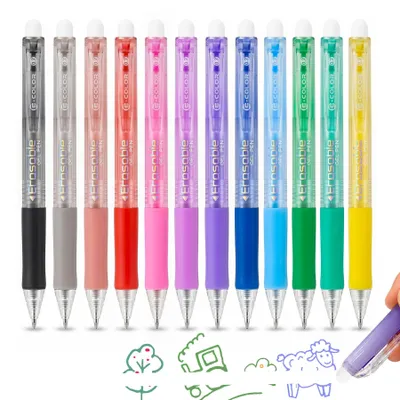 Productafbeelding van 12 Kleuren Uitwisbare Balpen Set