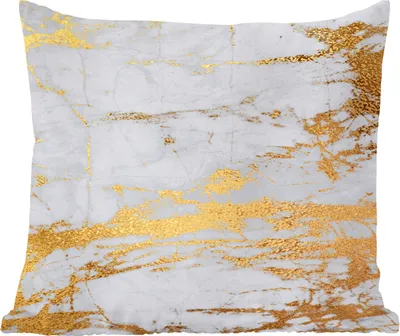 Produktbild von MuchoWow® Zierkissen Sofakissen Wohnzimmer Dekokissen 60x60 cm Marmor - Gold - Grau - Stein - Sitzfläche - Foto Polster